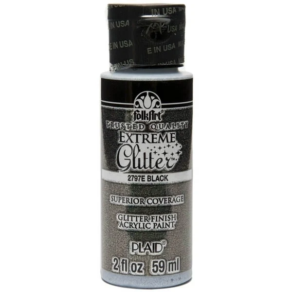 Folkart - Extreme Glitter - Black 2oz