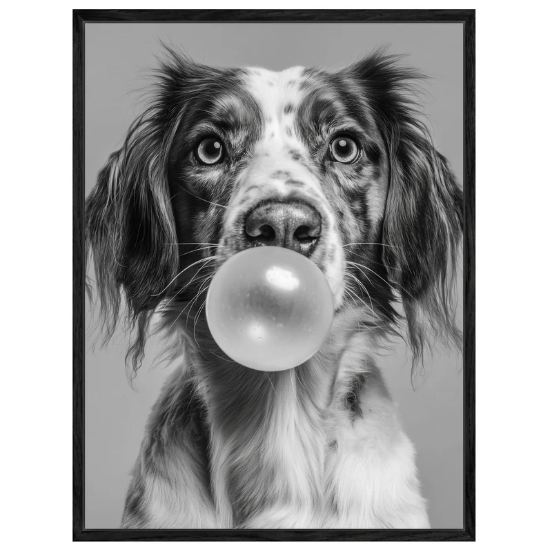 Hund mit Kaugummiblase Leinwandbild