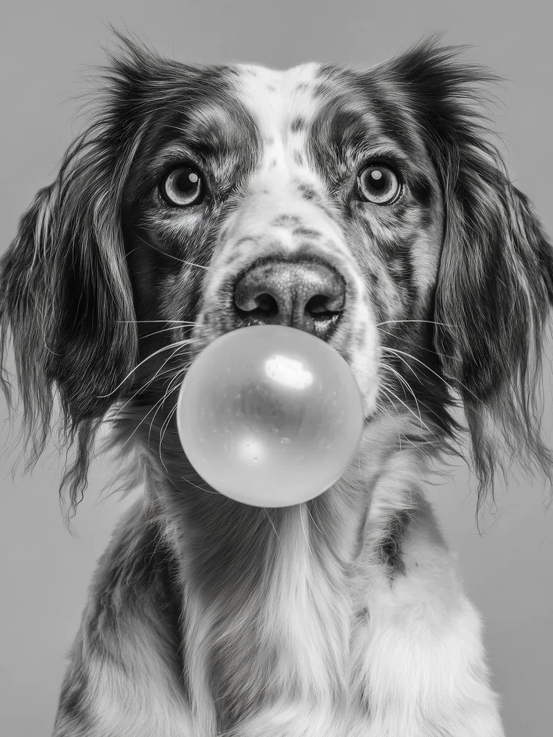 Hund mit Kaugummiblase Poster
