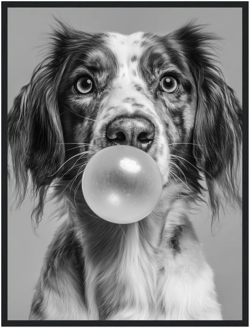 Hund mit Kaugummiblase Poster