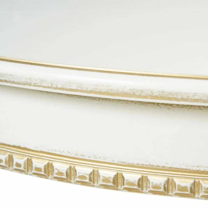 Casa Padrino Luxus Barock Esstisch Weiß / Gold 100-140 cm - Barock Esszimmer Möbel