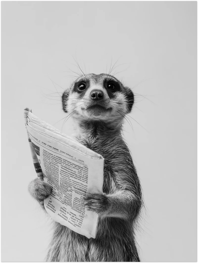 Erdmännchen mit Zeitung Leinwandbild
