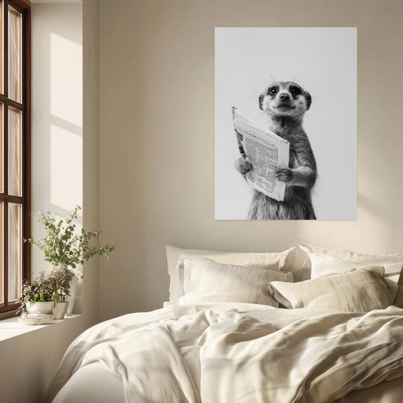Erdmännchen mit Zeitung Leinwandbild