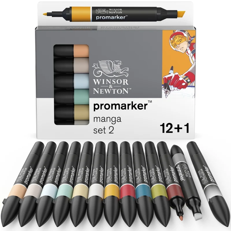 Winsor and Newton - PROMARKER 12+1 Manga Set 2