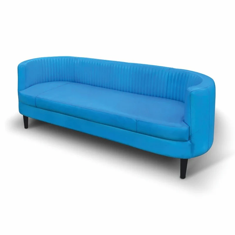 Casa Padrino Luxus Leder Sofa Blau / Schwarz 180 cm - Echtleder Wohnzimmer Möbel