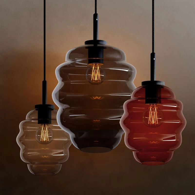 s.luce Echos Glas-Hängelampe Aufhängung 150cm Weiß