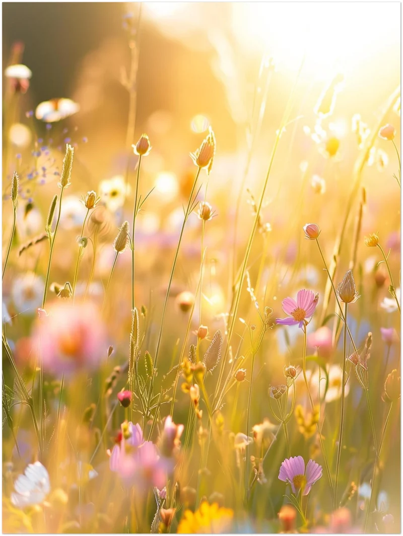 Goldene Sommerwiese Blüten Leinwandbild