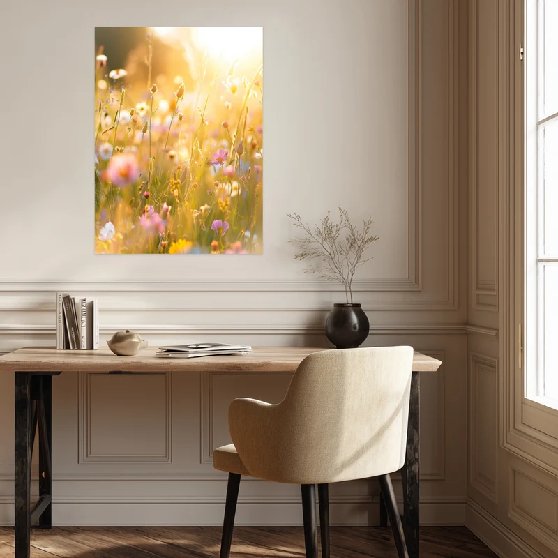 Goldene Sommerwiese Blüten Leinwandbild