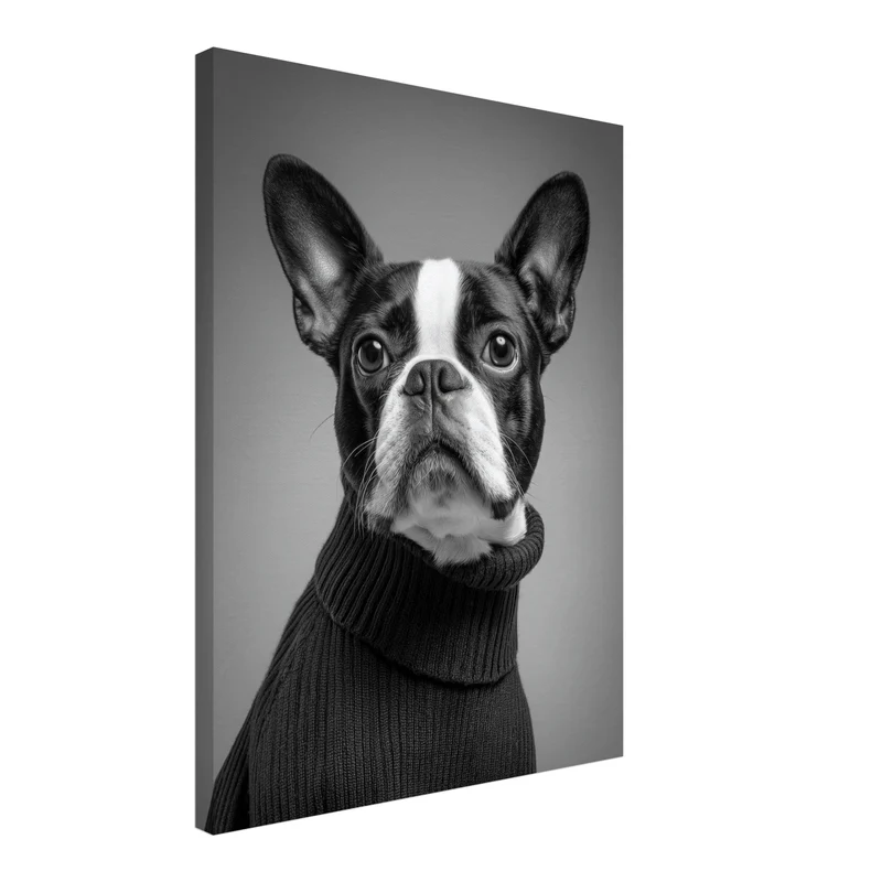 Hund mit Pullover Leinwandbild