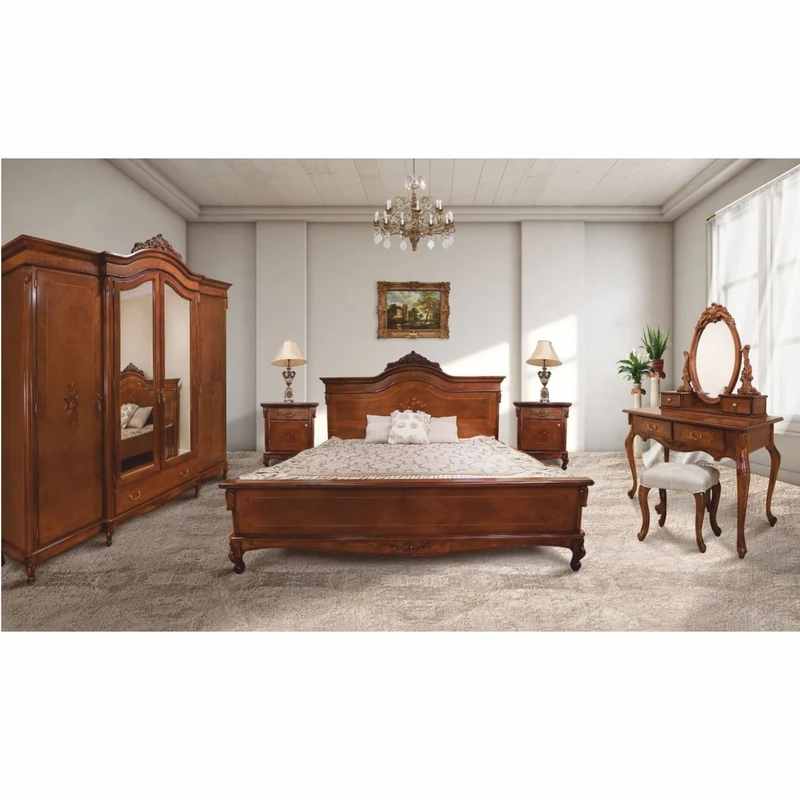 Casa Padrino Luxus Barock Doppelbett Dunkelbraun - Barock Schlafzimmer Möbel