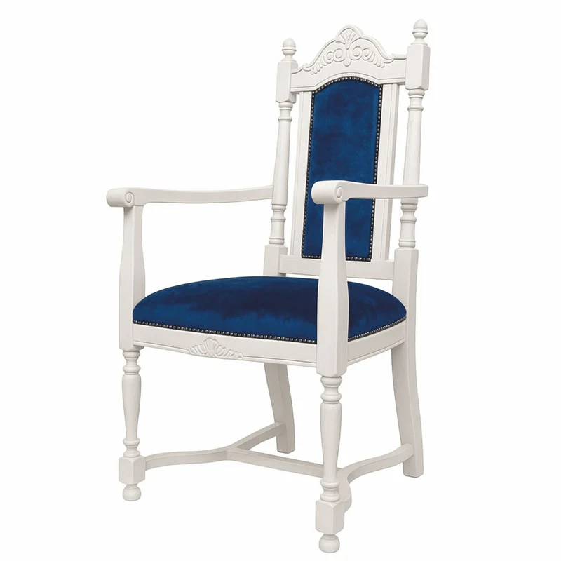 Casa Padrino Luxus Barock Esszimmer Stuhl mit Armlehnen Royal Blau / Weiß - Barock Möbel
