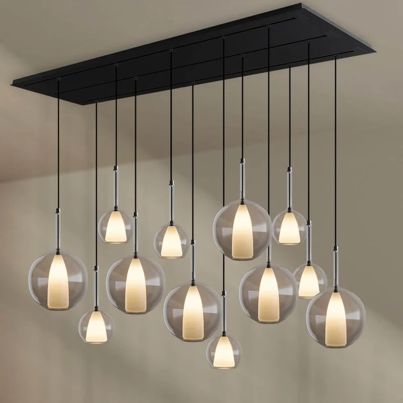 s.luce Belluna Esstischlampe 12-flammig 200cm 3-reihig
