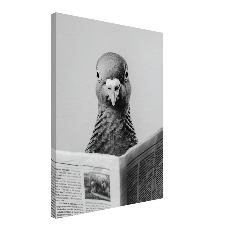 Taube mit Zeitung Leinwandbild