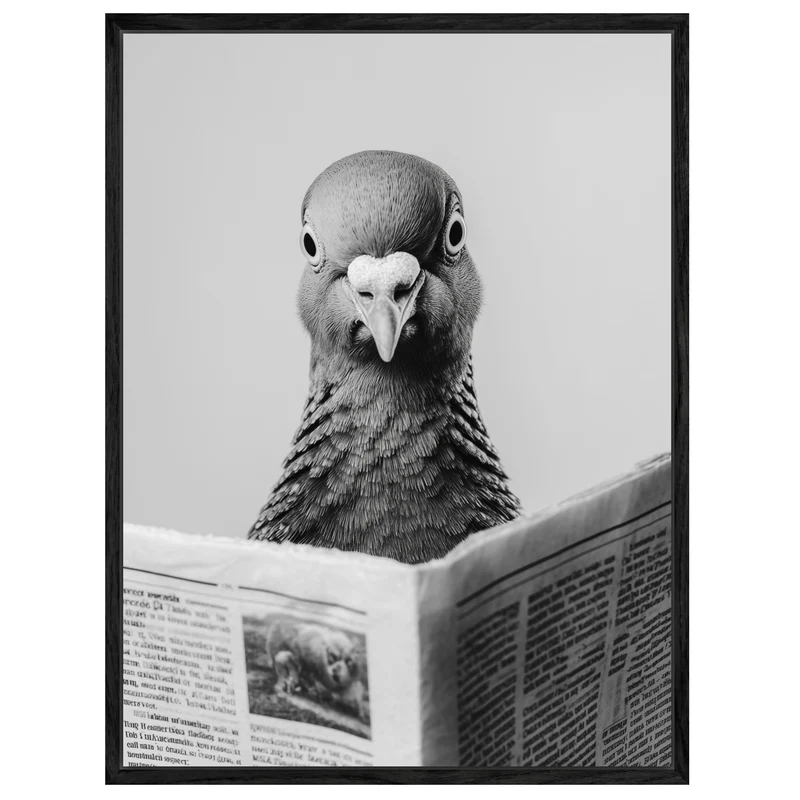 Taube mit Zeitung Leinwandbild