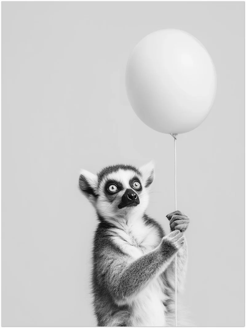 Lemur mit Ballon Leinwandbild