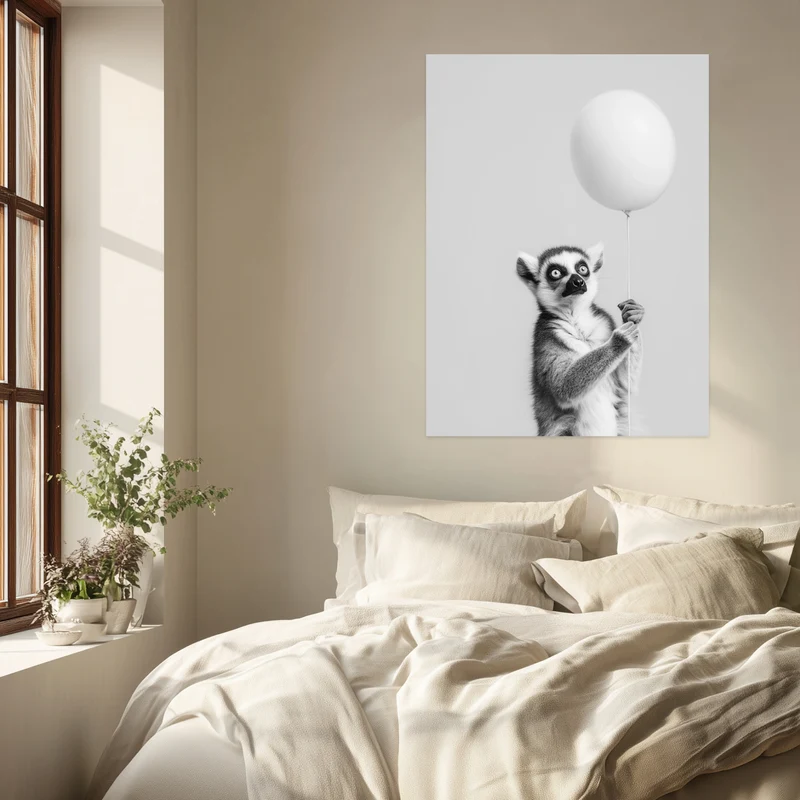 Lemur mit Ballon Leinwandbild