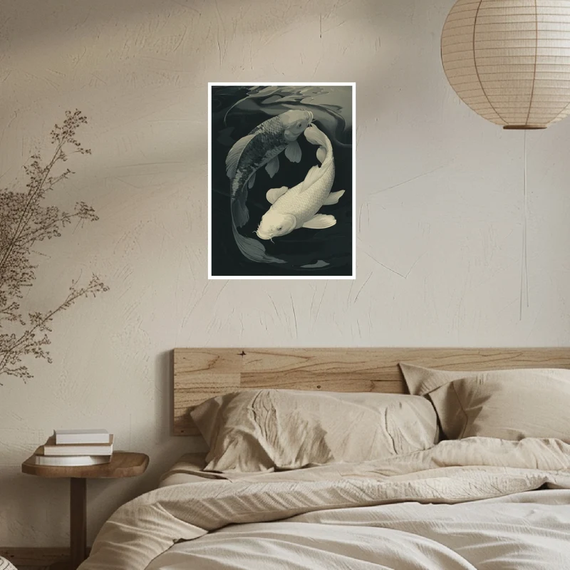 Zwei Koi im Kreis Poster