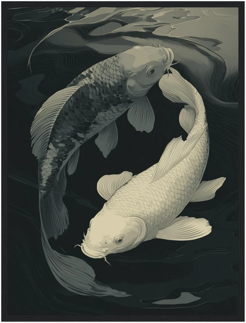 Zwei Koi im Kreis Poster
