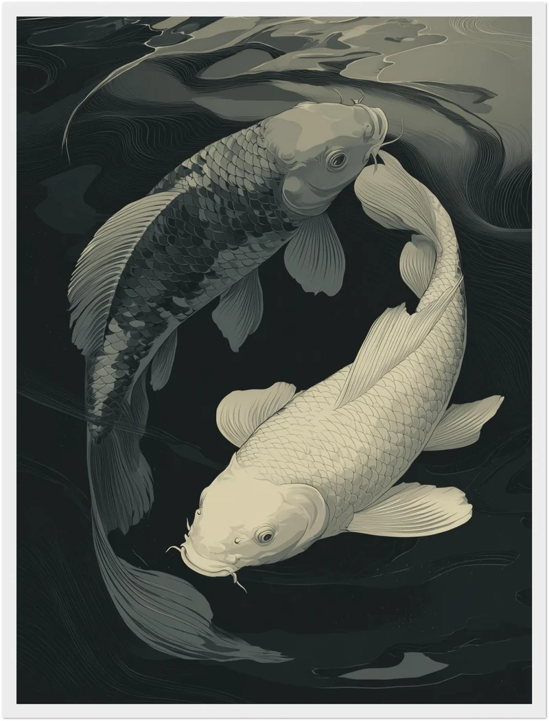 Zwei Koi im Kreis Poster