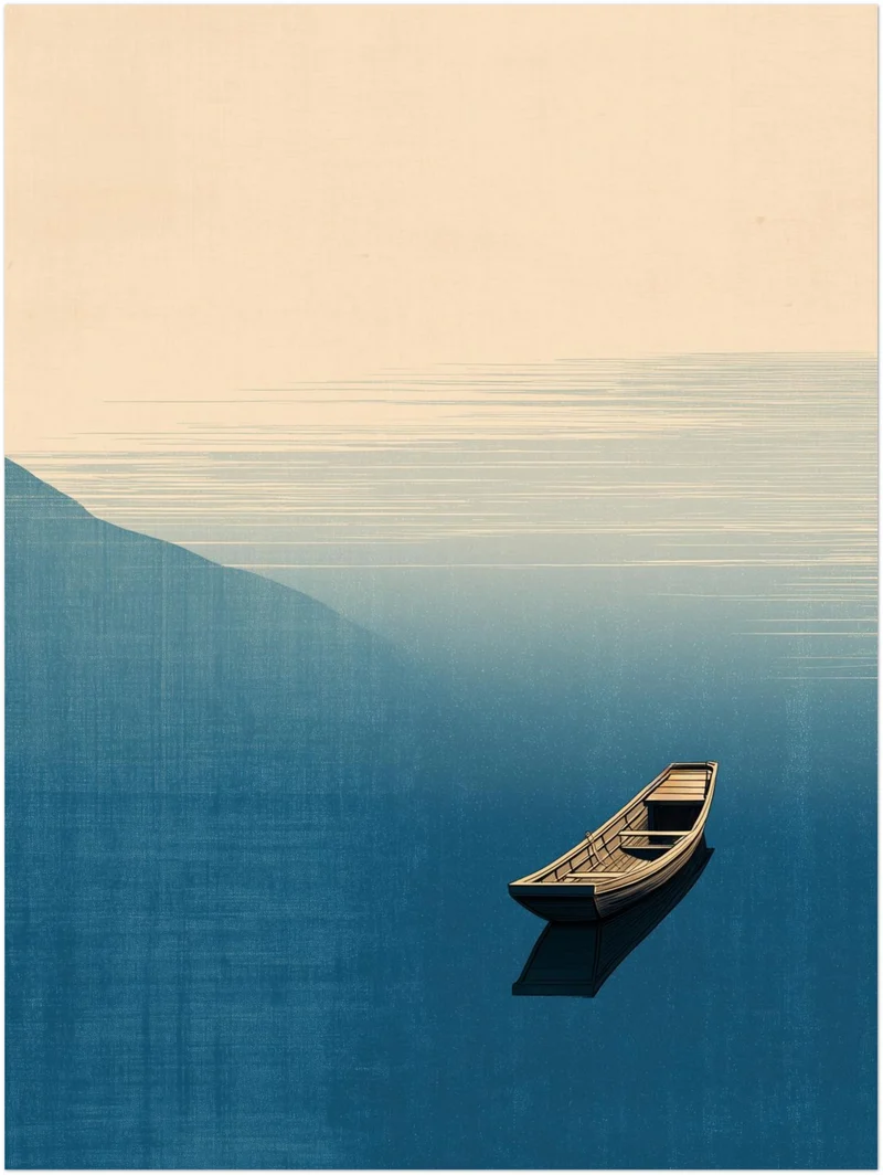 Stilles Boot auf Wasser Leinwandbild