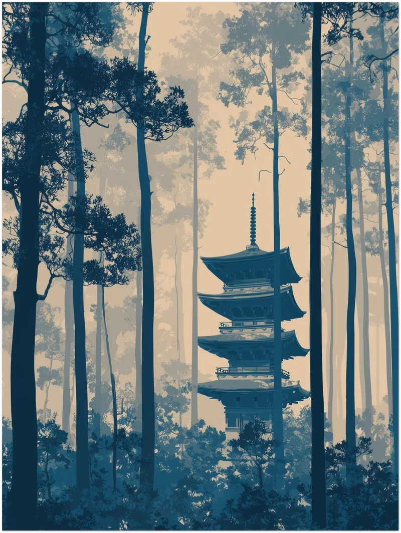 Pagode im Wald Leinwandbild