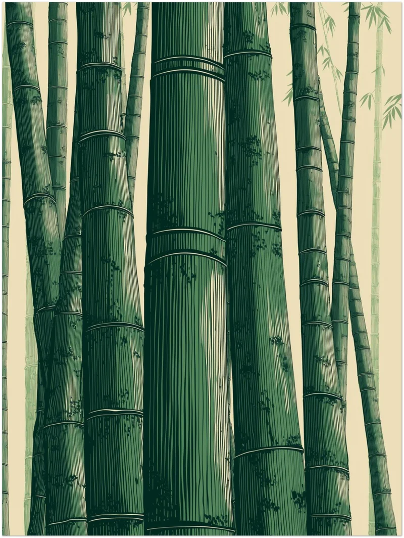 Bambuswald Illustration Leinwandbild