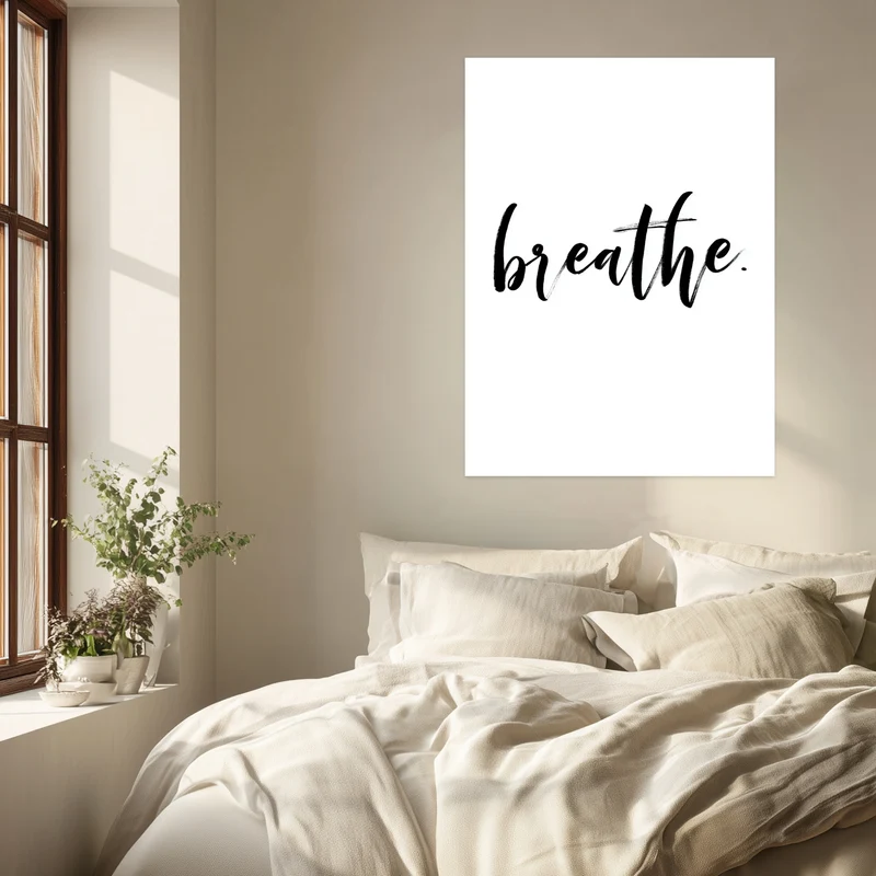 Typografie breathe Leinwandbild