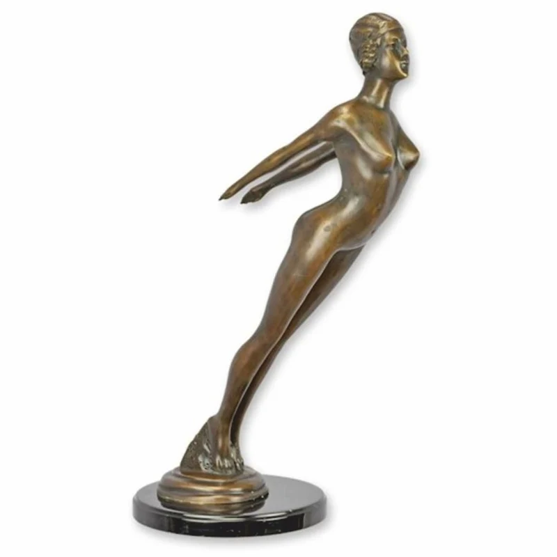 Casa Padrino Jugendstil Deko Bronze Figur Frau Bronze / Schwarz H. 60,4 cm