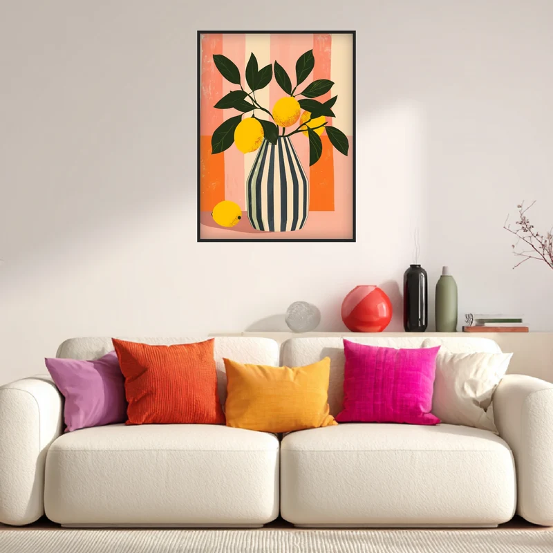 Zitronen Vase Illustration Poster