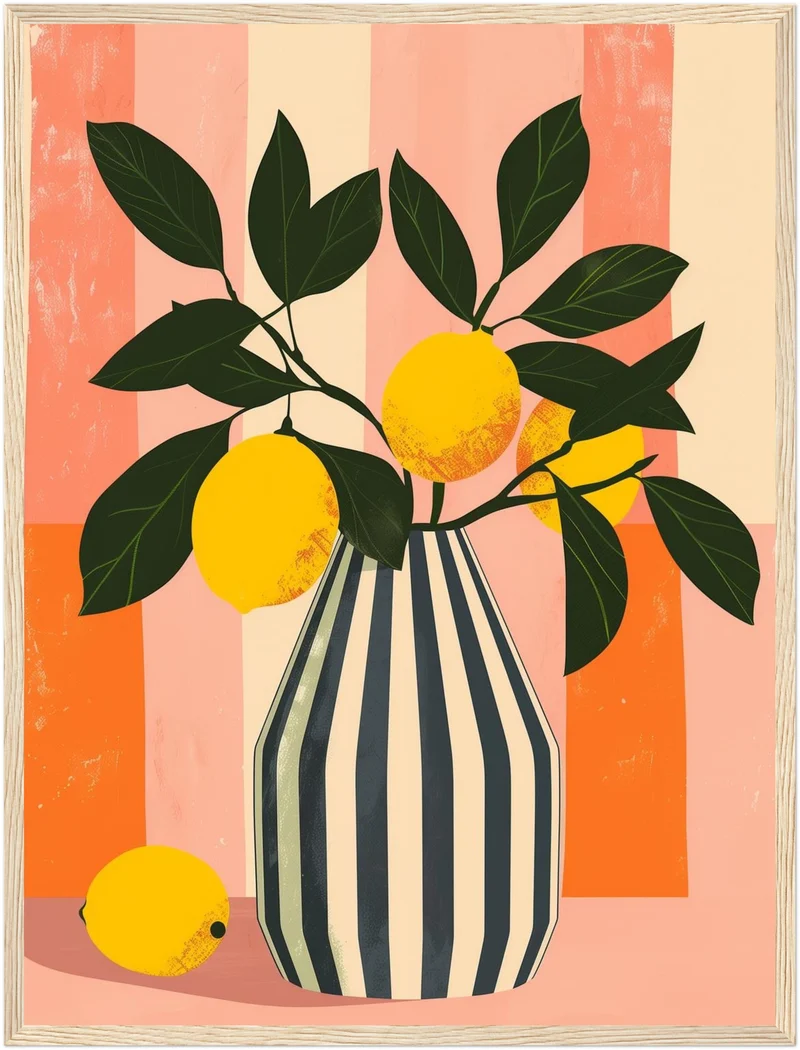 Zitronen Vase Illustration Poster