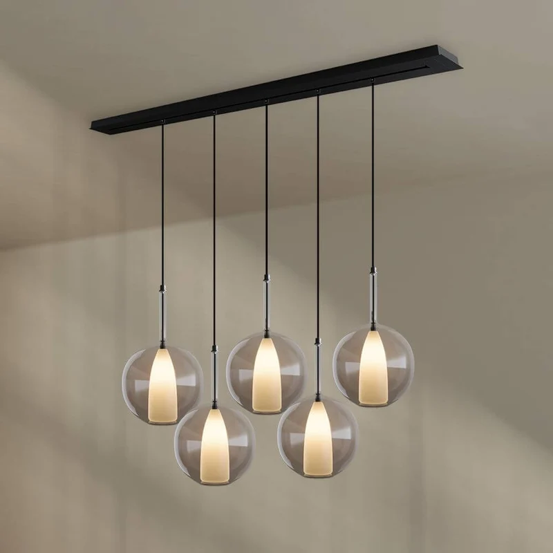 s.luce Belluna Esstisch-Hängelampe 5-flammig 160cm Baldachin