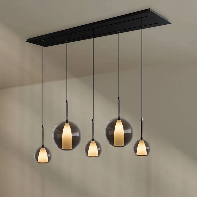 s.luce Belluna Esstischleuchte 5-flammig 160cm 2-reihig