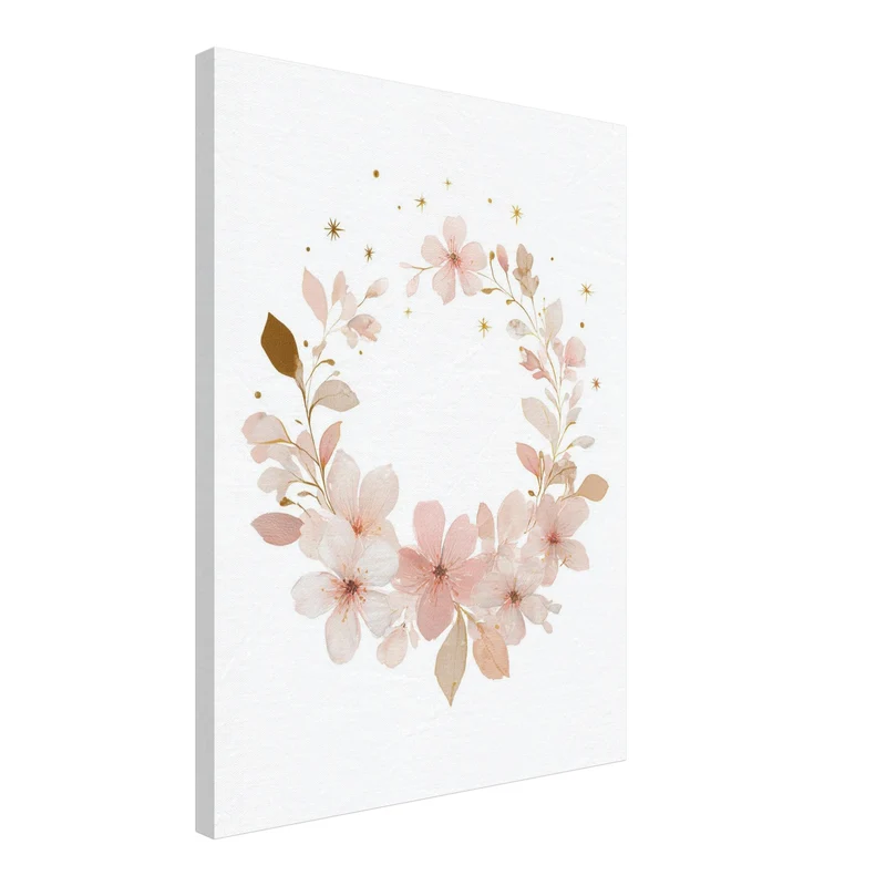 Zarter Blumenkranz Aquarell Leinwandbild