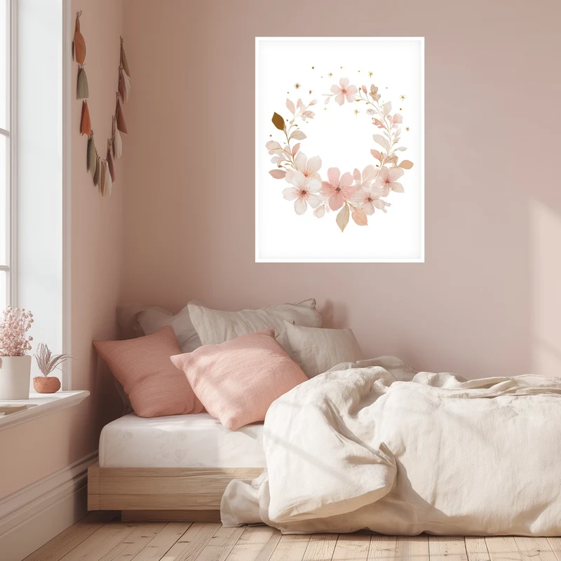 Zarter Blumenkranz Aquarell Poster
