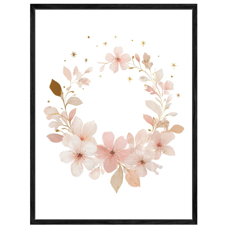 Zarter Blumenkranz Aquarell Leinwandbild