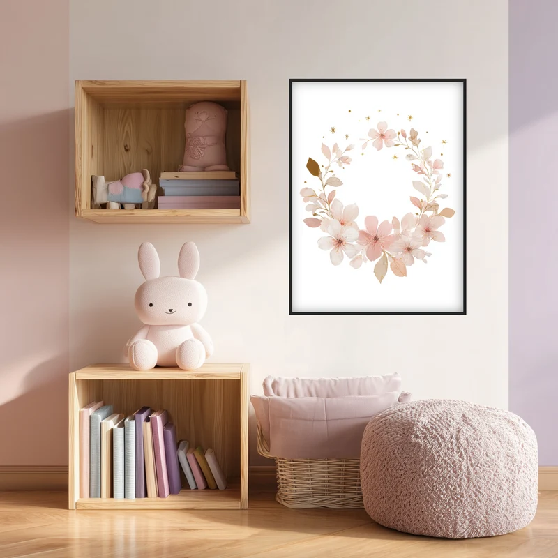 Zarter Blumenkranz Aquarell Poster