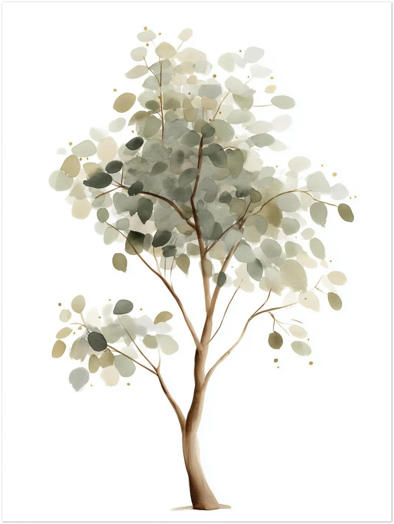 Sanfter Eukalyptusbaum Aquarell Leinwandbild