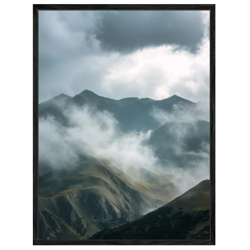 Neblige Berglandschaft Leinwandbild
