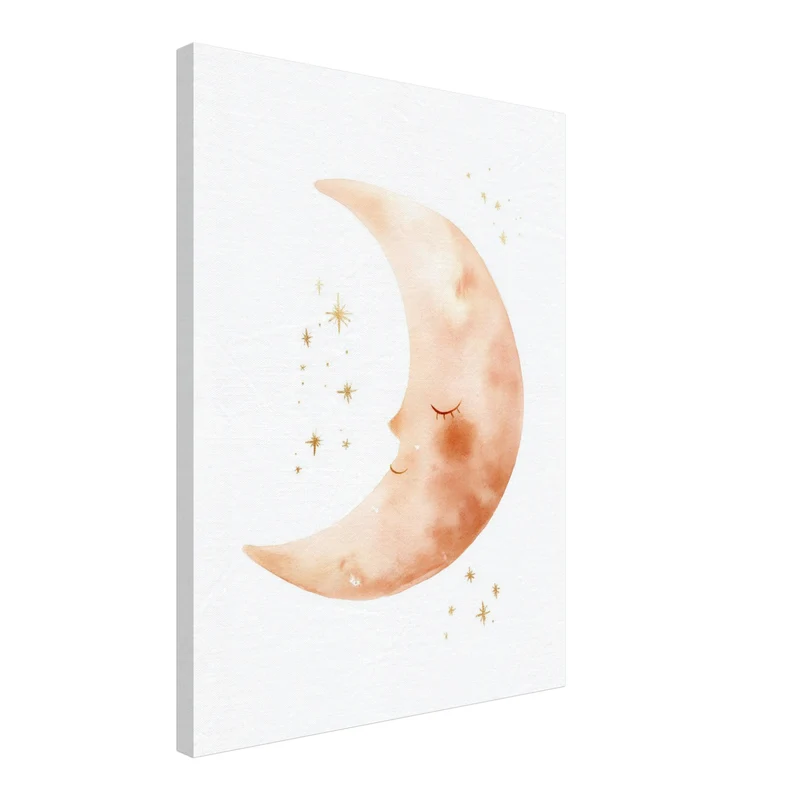 Schlafender Mond Aquarell Leinwandbild