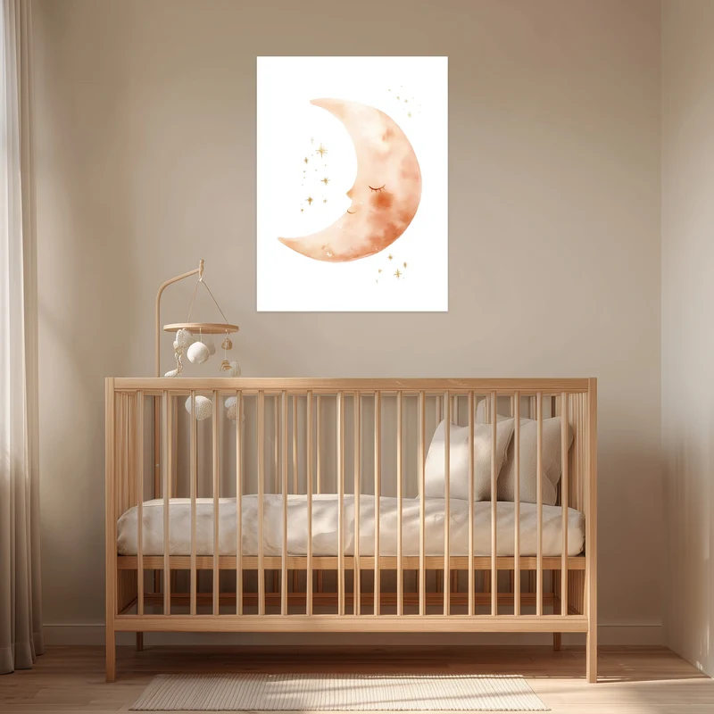 Schlafender Mond Aquarell Poster