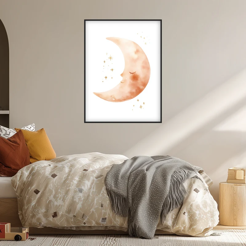 Schlafender Mond Aquarell Poster
