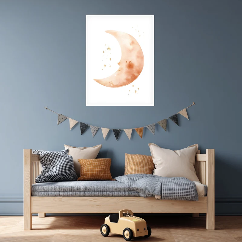 Schlafender Mond Aquarell Poster
