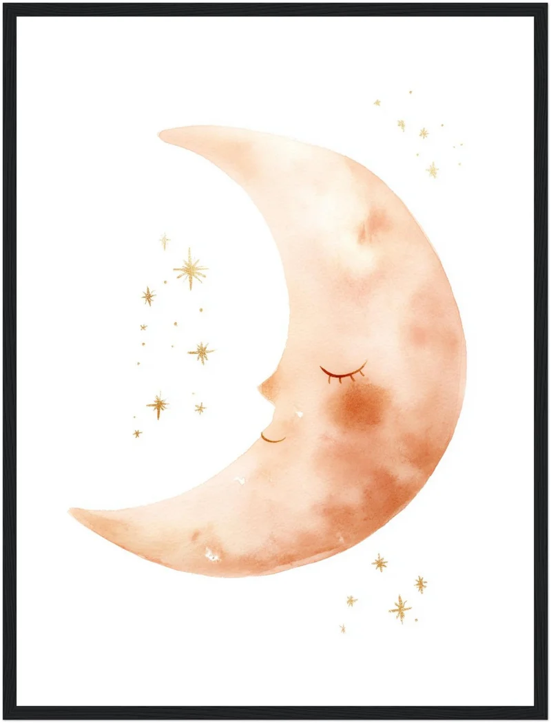 Schlafender Mond Aquarell Poster