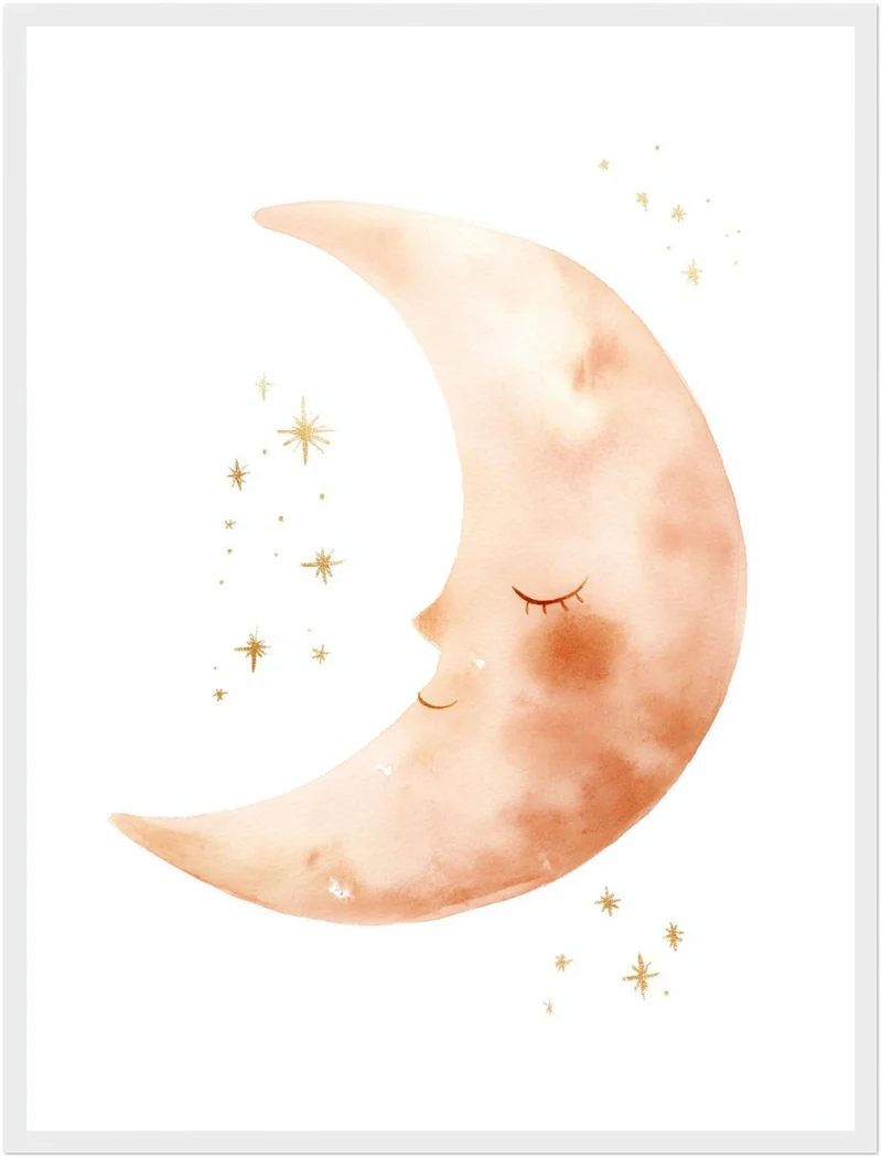 Schlafender Mond Aquarell Poster