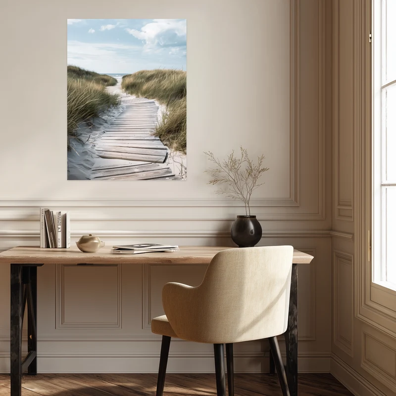 Holzsteg durch Dünen Poster