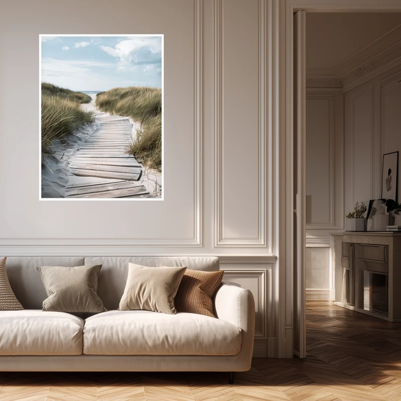 Holzsteg durch Dünen Poster