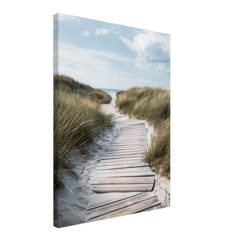 Holzsteg durch Dünen Leinwandbild