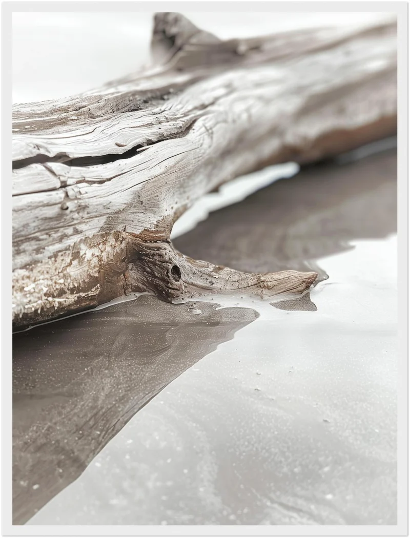 Verwittertes Treibholz am Strand Poster