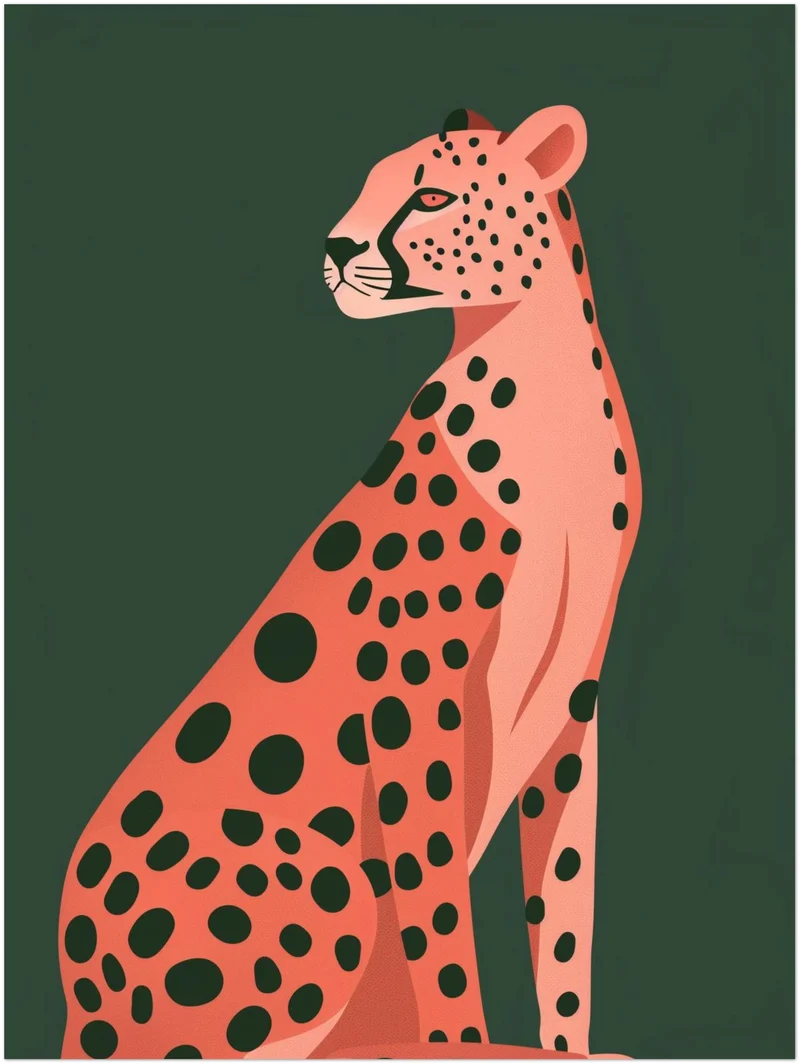 Sitzender Gepard Illustration Leinwandbild