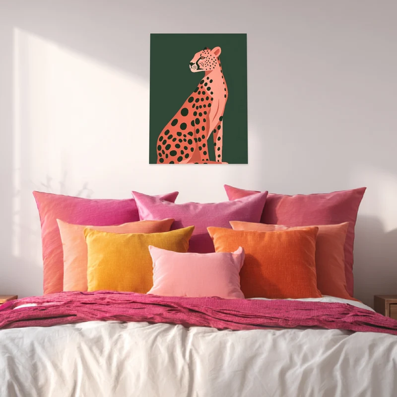 Sitzender Gepard Illustration Leinwandbild